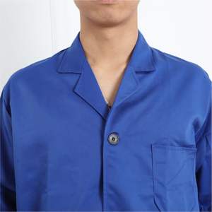 معطف أزرق للرجال والنساء مخصص أكمام طويلة مقاوم للأتربة ملابس العمل المنتجة ذاتيًا أدوات حماية العمل مصنوعة من الحرير الموحد - Product Image 2