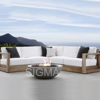 Ensembles de meubles de jardin SIGMA, meubles d'extérieur, ensemble de canapés en teck, chaise longue de patio, table, chaise, lit de soleil, canapé Villa Bali, bois naturel