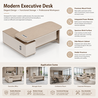 Nouvelle conception de table de bureau de direction moderne, bureau de patron avec armoire latérale, poste de travail en bois pour manager, fournisseur OEM ODM