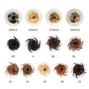 Moño de pelo sintético para mujer, moño <span class=keywords><strong>Scrunchie</strong></span>, banda elástica, Donut Updo, postizo, banda de goma, postiche de pelo desordenado para un aspecto elegante - Product Image 5