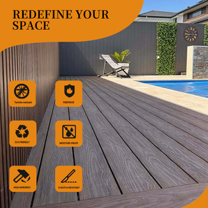 Planches de <span class=keywords><strong>terrasse</strong></span> en WPC imperméables pour l'extérieur - Revêtement composite écologique ignifuge antidérapant à emboîtement pour jardin et <span class=keywords><strong>terrasse</strong></span> - Product Image 3