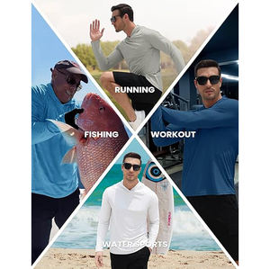 เสื้อตกปลากันน้ำพิมพ์ซับลิเมชันสำหรับผู้ชายผ้าใยไผ่แห้งเร็ว UPF 50 + ป้องกันแสงแดดระบายอากาศกันยูวี - Product Image 4