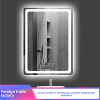 Miroir de salle de bain mural pour hôtel, moderne, luxueux, minimaliste, carré, avec lentilles en verre éclairées par LED, Guangdong
