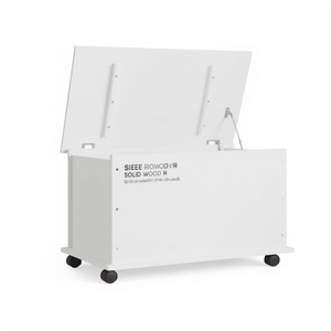 Coffre de rangement en bois massif Alta White 28,7x15,6x17,3 Organisateur de jouets avec roulettes - Product Image 1