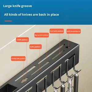 رف متعدد الوظائف للعيدان/الملاعق مثبت على الحائط من الفولاذ الكربوني، تخزين مطبخي عصري ومستدام، بيع مباشر من المصنع - Product Image 3