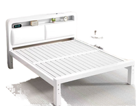 Tête de lit rembourrée avec rangement, cadre de lit king-size en métal, lit plateforme en acier robuste pour la décoration de chambre
