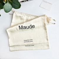 Pochette en satin de soie artificielle douce avec cordon de serrage pour sac à main, sac à chaussures, emballage de rangement avec impression de logo personnalisé