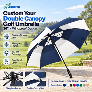 Paraguas de Golf Extra Grande de Apertura Automática, Personalizado, con Doble Toldo Ventilado, Resistente al Viento, con Varillas de Fibra de Vidrio de Alta Resistencia de 36 Pulgadas - Product Image 1