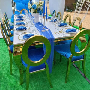 Wholesale Luxury Furniture <b>Gold</b> Stainless Steel Stacking Leather Event Banquet Wedding Tables <b>Chair</b> for Hotel - Product Image 2