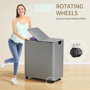 Cesto para Ropa Sucia de 150L con Ruedas, Cesto de Lavandería con Tapa y 2 Bolsas Extraíbles, Cestos para Ropa Sucia de Gran Capacidad - Product Image 3