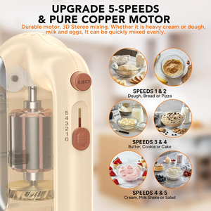 Batidora de mano eléctrica de 310W, batidora de huevos de 6 velocidades, batidora de cocina con doble varilla, ganchos para amasar, batidores A.6638 - Product Image 6