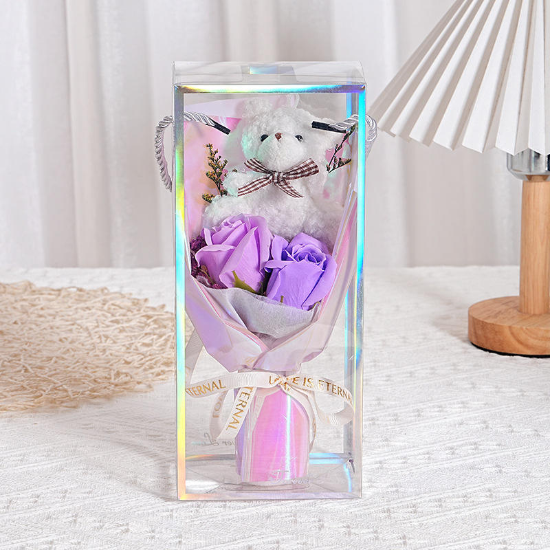 Symphony Box Bear 2 Roses purple