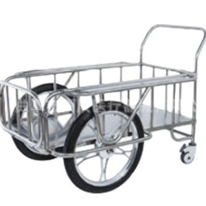 All Stainless Steel Laundry Cart 1050x820x890mm <b>With</b> Side Panels And Large Small <b>Wheels</b> For Medical Waste Transport - Product Image 5