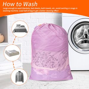 Wholesale <b>Large</b> Mesh Laundry Bag 24*36inch Heavy Duty Mesh Laundry Bags Drawstring Lockable Laundry Hamper Liner - Product Image 5