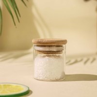 Оптовая продажа, прозрачная стеклянная банка с логотипом под заказ, деревянная крышка для кухонного декора, мини-контейнер для хранения продуктов
