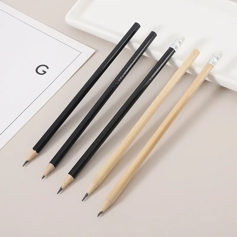 Pensil warna Hb standar kayu massal dengan penghapus penghapus timah yang disesuaikan Logo warna Set untuk sekolah anak-anak