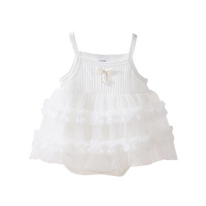 Boutique Clothing <span class=keywords><strong>Costume</strong></span> de baptême pour bébé fille Robe de princesse en tulle en coton pour enfants avec jupe à volants - Product Image 3
