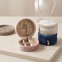 LG7235B Boîte à bijoux de voyage en cuir PU, nouveau design de luxe, mini, avec fermeture éclair, personnalisable avec logo, pour bagues, colliers et boucles d'oreilles