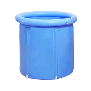 <b>Inflatable</b> Bathtub PVC Round Foldable Adult <b>Bathing</b> Tub Home Use Black And Royal Blue - Product Image 4