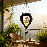 Lampe solaire LED suspendue en forme de montgolfière pour jardin extérieur avec effet flamme