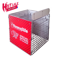 Présentoir d'épicerie sur mesure pour support de boutique bacs de vente au détail benne basculante en fil métallique pliable présentoir de bacs de vente au détail cage de promotion