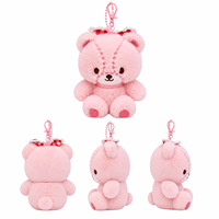 Porte-clés en peluche ours adorable style anime, jouets en peluche doux de 4 pouces, animaux en peluche pour machine à griffes, vente en gros à bas prix pour les magasins