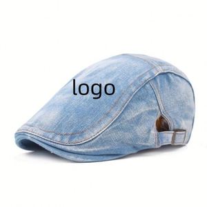 Casquette classique unisexe en jean style gavroche à dessus plat pour la conduite, pour hommes et femmes, usage décontracté, casquette en coton style papa - Product Image 3