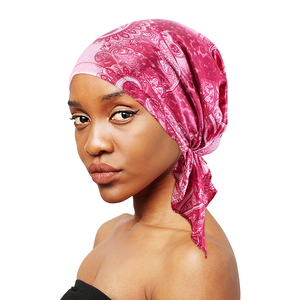 Turbante de satén con estampado personalizado, Bandana de diseñador, ropa para la cabeza, Cachemira, preatado, para quimio, árabe, venta al por mayor - Product Image 3