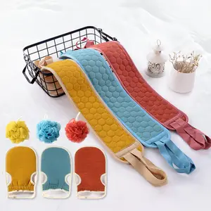 3 Stück Peeling Mitt Set Luffa Bad Schwamm Hocker Mesh Mitt Pad Rücken Scrub ber Gürtel