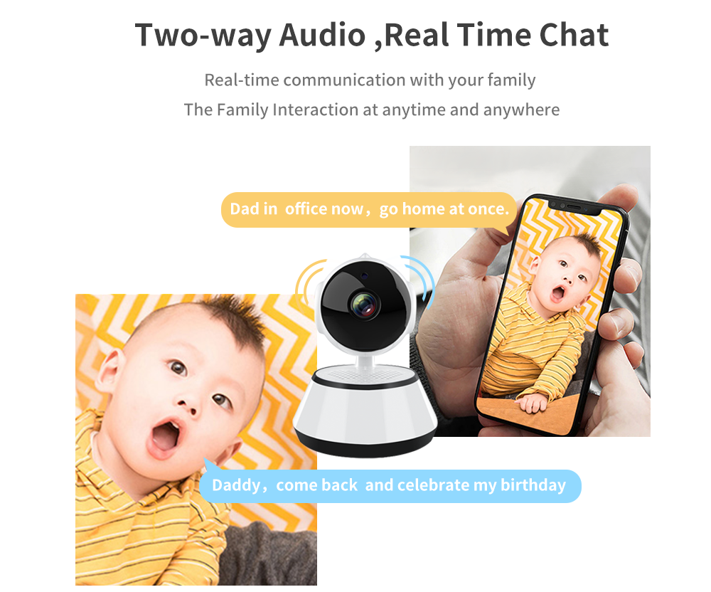V380 IP Home Indoor Security Camera With Wireless Baby Monitor