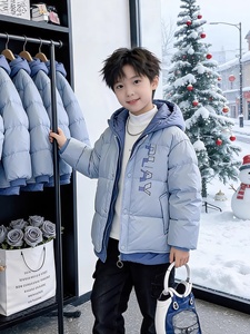 Veste d'hiver pour adolescents, coupe-vent à <span class=keywords><strong>capuche</strong></span> avec fermeture éclair, rembourrée en coton épais et chaud, traitement doux, pour enfants plus âgés - Product Image 2