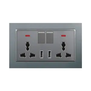 European Style 2-Gang 2-Way Wall Socket Switch: LED Lighting & Plastic Panel