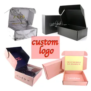 Vente en gros de boîtes postales ondulées roses pour vêtements, boîtes en carton d'emballage avec logo personnalisé pour sous-vêtements