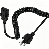 Câble d'alimentation spiralé à ressort 3 broches 18AWG NEMA 5-15P vers IEC320 C13, cordon de remplacement pour ordinateur, PC de bureau, imprimante