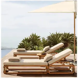 Outdoor Teak Furniture Pool Chairs Sun Lounger Swimming Luxury Solid Wooden Teak Sun Lounger