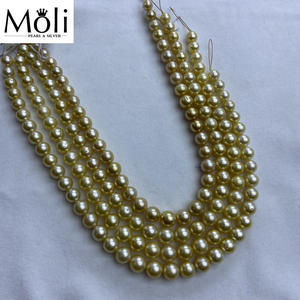 Hilo de perlas de agua de mar redondas de 9-12mm, oro Natural, joyería fina, venta al por mayor, <span class=keywords><strong>Southsea</strong></span> - Product Image 2