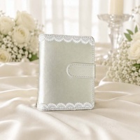Carnet de notes Hongbo M5 avec couverture en dentelle style Ins, fermeture magnétique en PU argenté marine, porte-cartes à feuilles mobiles