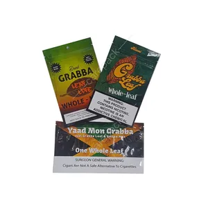 Custom Print Resealable Ziplock Plastic Smoking Tobacco Cigar Wraps Grabba Fronto Leaf Packaging Bag
