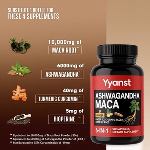 Cápsulas de Raíz de Maca con Suplemento Herbal OEM, Apoyo Inmunológico, Alivio del Estrés, Cápsulas de Ashwagandha y Maca - Product Image 2