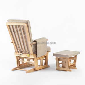 Fauteuil à bascule moderne en tissu avec base en bois pour allaitement et bébé nouveau-né - Product Image 4