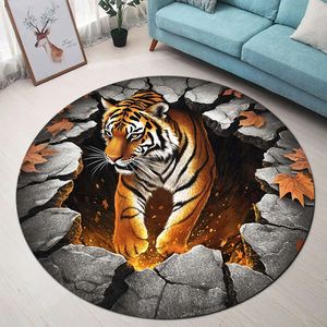 Tapis rond Wan Xinlong en velours cristal, style bohème, résistant aux taches, pour salon, décoration de canapé, hiver 2025 - Product Image 3