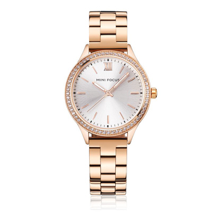 Mini Focus 0043L Belle montre pour femmes en zircon Or rose Acier inoxydable Montre de luxe à la mode Montre-bracelet pour femmes Relojes pour femmes - Product Image 1