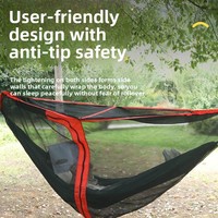 Hamac portable en nylon durable avec moustiquaire, double, pour 2 personnes, détachable, moderne, pour le camping en plein air, lit suspendu, voyage, jardin