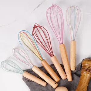 12 năm Silicone Egg Beater whisks với thép không gỉ gỗ xử lý