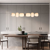 Lustre moderne en fer de style nordique pour hôtel, salle à manger, bureau, avec longs éléments en verre, LED, base E26, hauteur réglable, installation suspendue