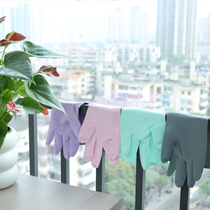 Gants de nettoyage ménager roses de qualité supérieure, durables, flexibles, sans latex, en nitrile, réutilisables, imperméables, taille moyenne, avec bordure perlée, personnalisables OEM - Product Image 6
