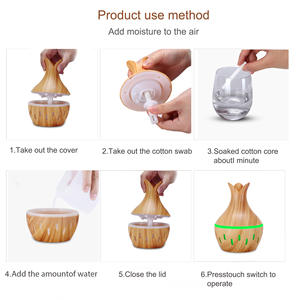 Diffuseur d'arômes en forme de feuille, humidificateur de bureau USB mini 0,5L, design grain de bois, pour usage domestique - Product Image 3