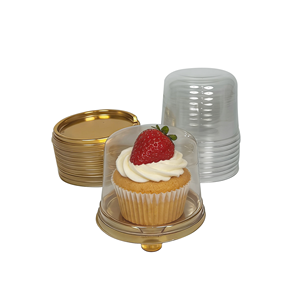 Boîte à pâtisserie individuelle en PET, emballage plastique doré exquis pour friandises après le dîner, emballage individuel jetable pour dessert mille-feuille - Product Image 3