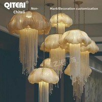 Lustre en cristal personnalisé, moderne, simple, luxueux, LED, lampe en forme de méduse pour hall d'hôtel, forme créative, lampe de hall de villa Akari
