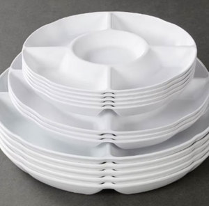 HCMA Kunststoff-Trennwände Runde 6-Fach-Platte Weiße Melamin-Trockenfrucht-Schale Mehrzweck-Geschirrsets Lebensmittelsicher - Product Image 2